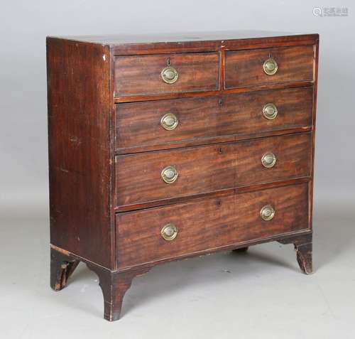 A George III mahogany chest of oak-lined drawers