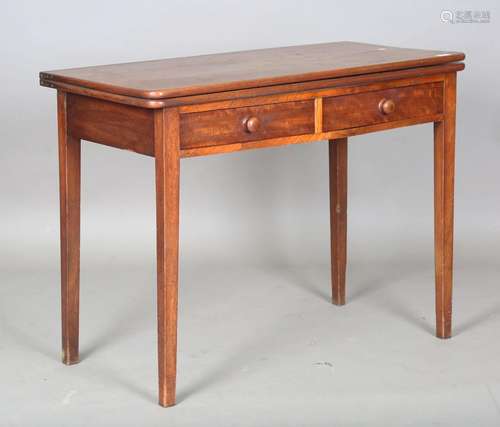 A 19th century mahogany fold-over tea table