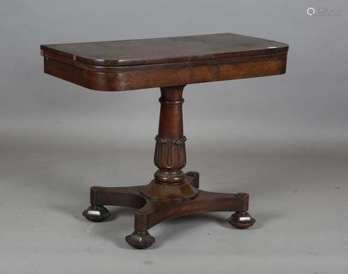 A William IV rosewood fold-over card table