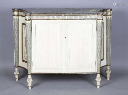 A late 20th century Neoclassical style painted side cabinet