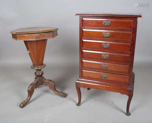 A late Victorian walnut trumpet work table