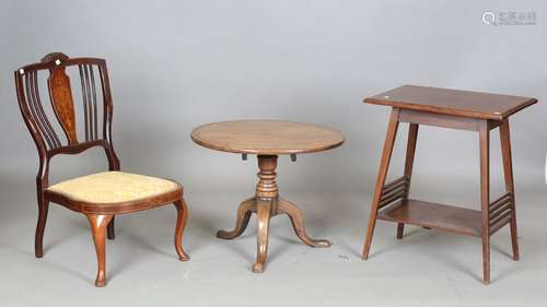 A George III and later oak and fruitwood circular tripod tab...