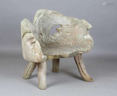 A 20th century naturalistic wooden garden seat