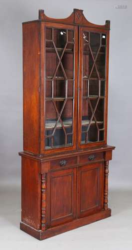 A George III mahogany glazed bookcase top