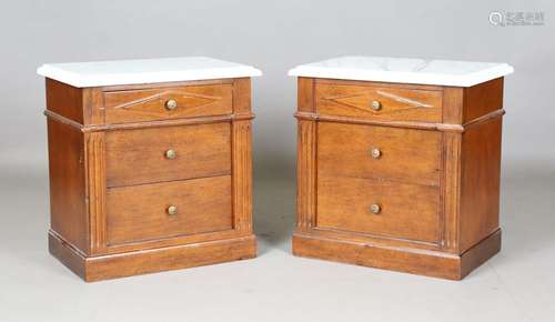 A pair of modern Italian Guido Zichele marble-topped bedside...