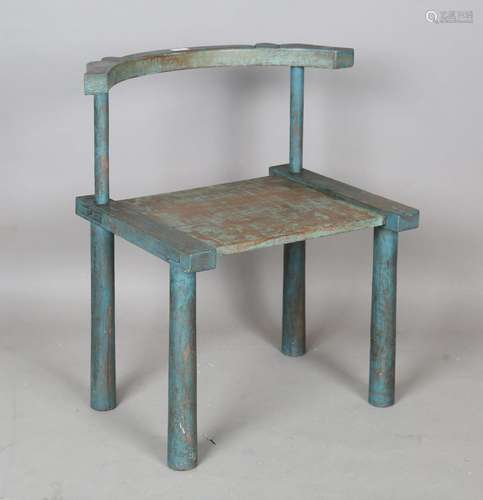 A Chinese provincial green painted bow back chair