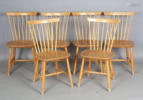 A set of six mid-20th century Swedish beech framed stick bac...