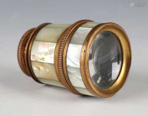 A 20th century gilt metal two-draw monocular telescope with ...