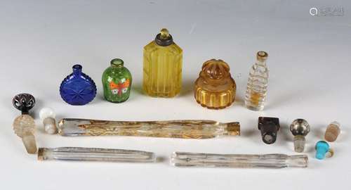 Three Oxford Lavender type glass scent bottles