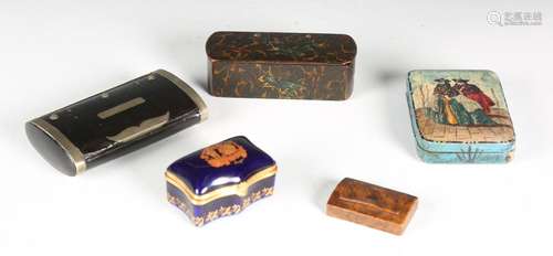 A 19th century black lacquered and nickel mounted snuff box ...