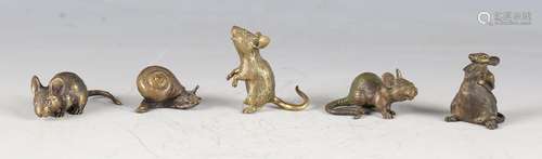 A group of four Continental cast bronze models of mice