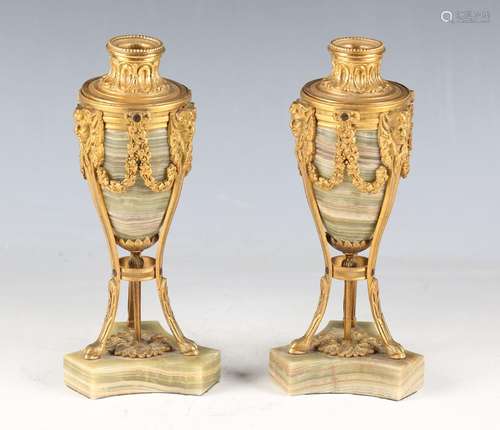 A pair of late 19th century French Neoclassical Revival onyx...