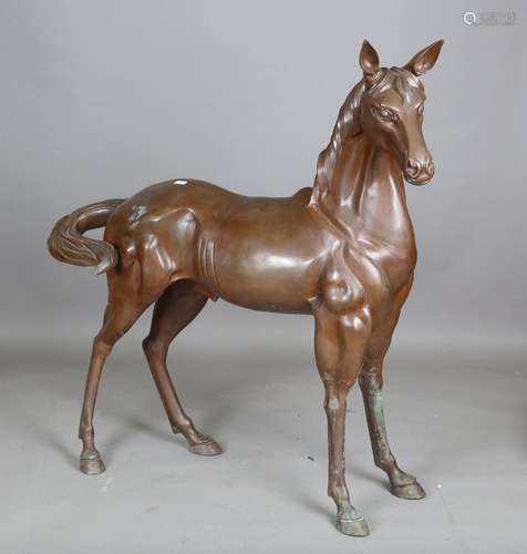 A large late 20th century brown patinated bronze figure of a...