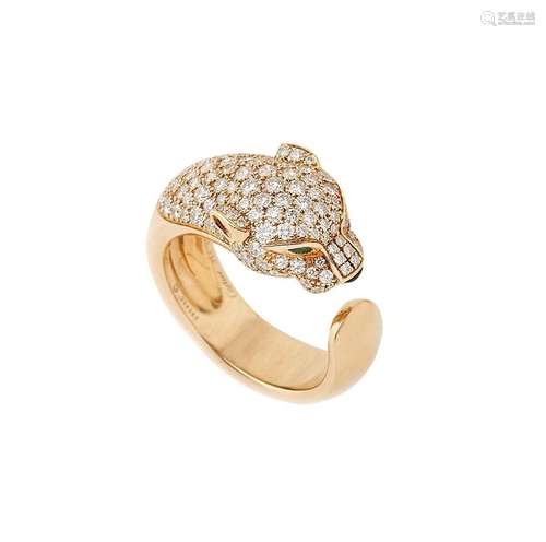 CARTIER, Bague Panthère en or jaune 18k (750/°°), la tête se...