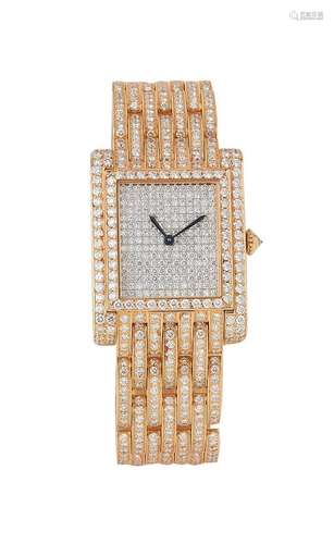 Charles OUDIN, Montre bracelet de dame en or jaune 18K (750/...