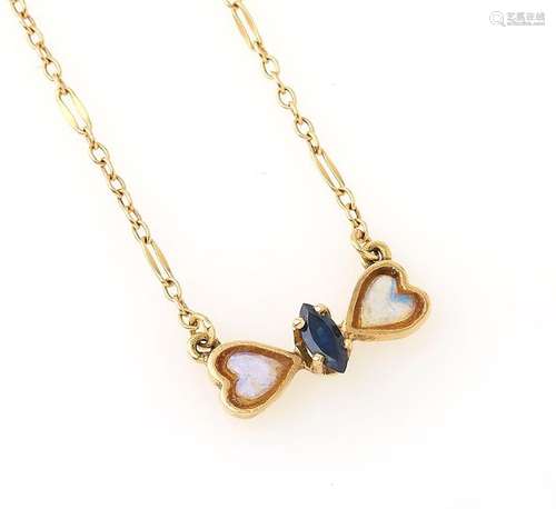 Collier en or jaune 18K (750/°°), centré de motifs Coeur ser...