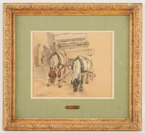 Pierre Olivier DUBAUT (1886-1968) L attelage Aquarelle sur p...