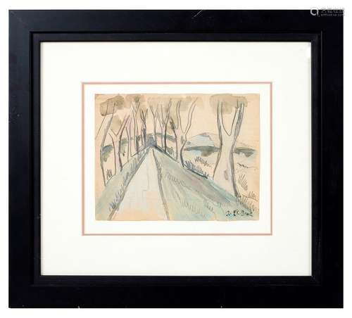 Auguste CHABAUD (1882-1955) Paysage Crayon et aquarelle sign...