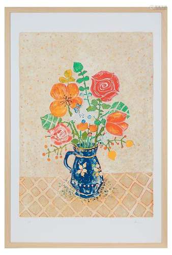 Paul AIZPIRI (1919-2016) Bouquet de fleurs Lithographie en c...