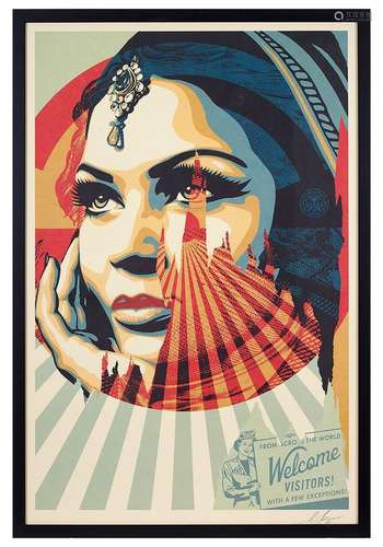 Shepard FAIREY (1970) Welcome visitors, 2020 Sérigraphie en ...