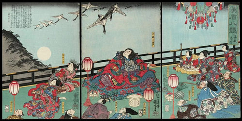 Utagawa KUNIYOSHI (1797-1861): Watching the flight of wild g...