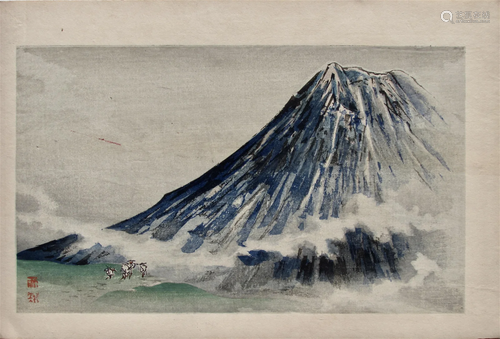 Takeuchi Seihô: The White Robes Climbing Mt. Fuji