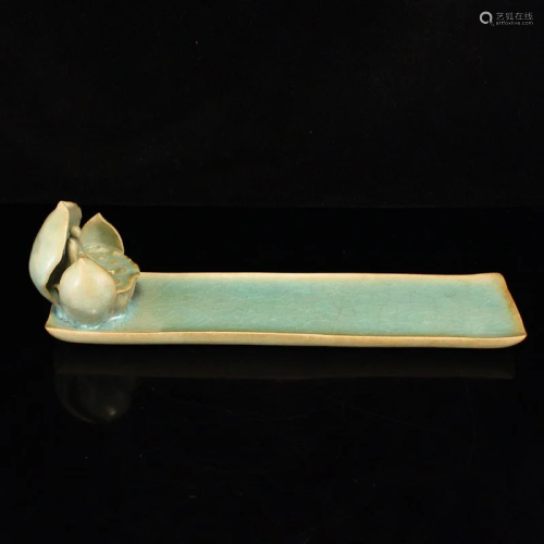 Sky Blue Glaze Ru Kiln Lotus Pod Shape Porcelain Incense Bur...