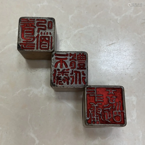 Vintage Chinese Brass Round Seals