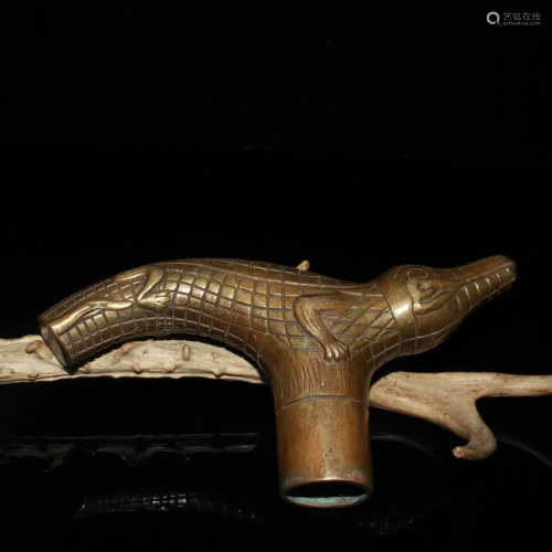 Vintage Chinese Brass Crocodile Crutch Head