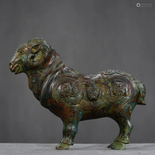 Vintage Chinese Bronze Lucky Sheep Statue