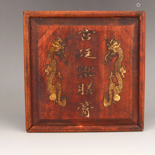 Chinese Medicine Sealed In Zitan Wood Inlay Shell Box