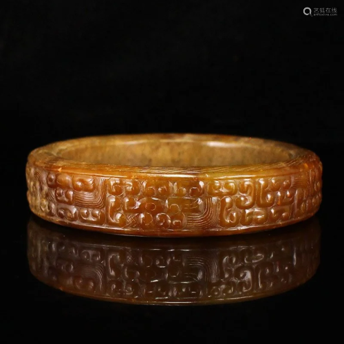 Inside Diameter 61 MM Vintage Chinese Hetian Jade Bracelet