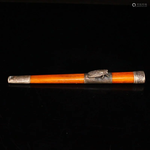 Chinese Pure Silver And Bone Cigarette Holder