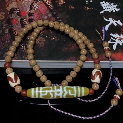 Vintage DZI Agate & Wood Beads Necklace