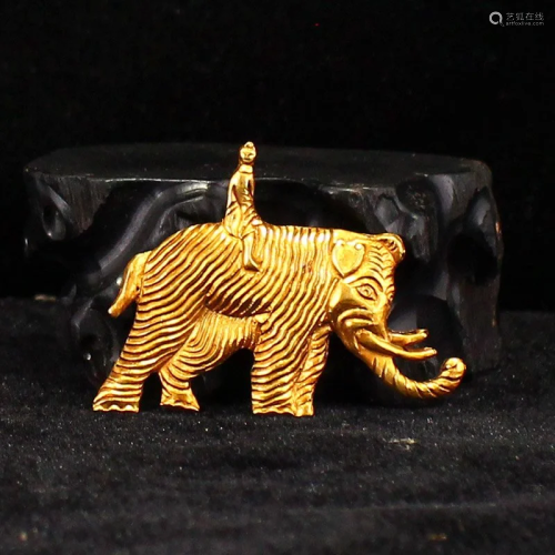 Vintage Gold Figure & Elephant Pendant