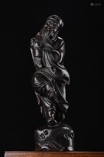 Vintage Ebony Wood Carved Figure Statue