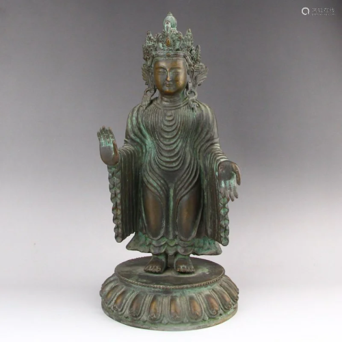 Vintage Tibetan Buddhism Bronze Buddha Statue