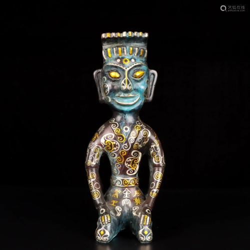Vintage Chinese Silver Gilt Gold Bronze Figure Statue