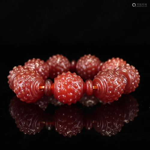 18mm Vintage Chinese Agate Beads Bracelet