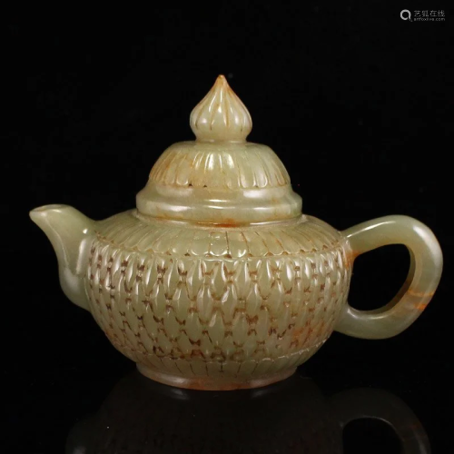 Vintage Chinese Hetian Jade Teapot