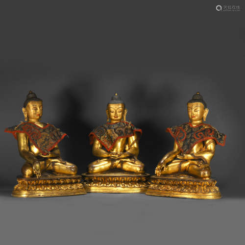 A gilt bronze statue of Buddha III, Qing Dynasty
