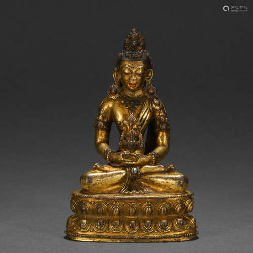 A Gilt Bronze Seated Statue of the Buddha of Infinite Life, ...