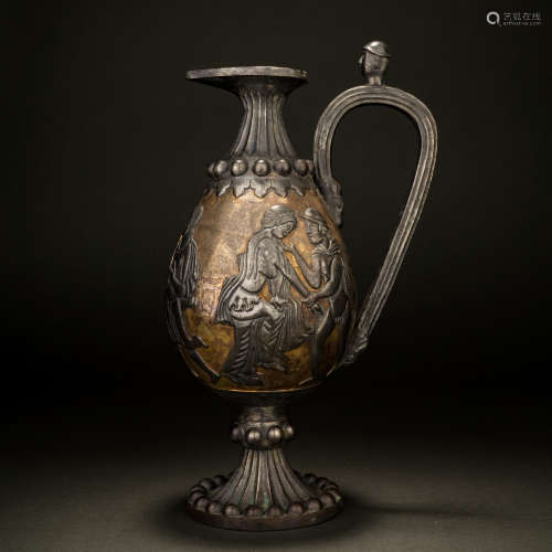 Tang Dynasty Silver Silk Road Hu bottle