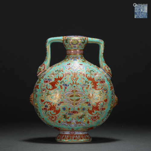 Qing Dynasty Enamel Flat Vase
