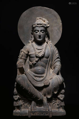 Gandhara grey schist Buddha statue
