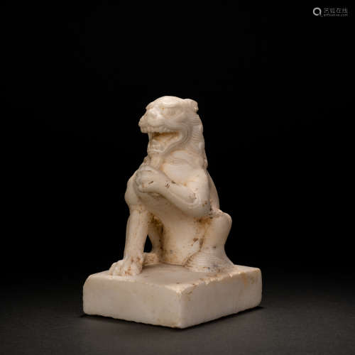 Tang Han white marble carved lion statue