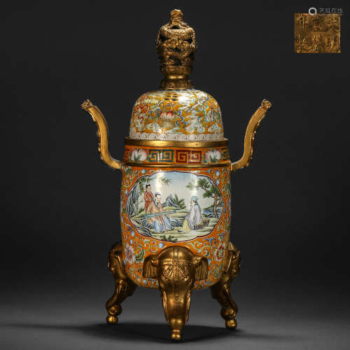 Qing Dynasty Bronze Enamel Color Dragon Button Aromatherapy ...