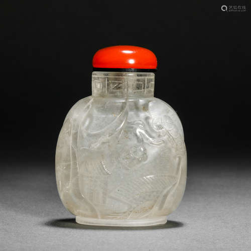 Qing Dynasty Crystal Carved Landscape Snuff Bottle