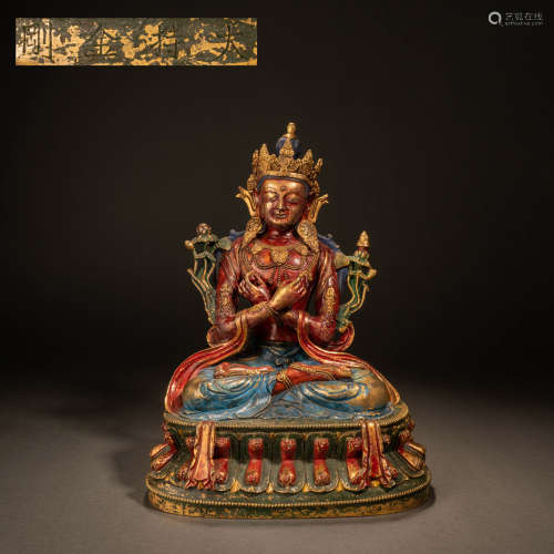 A gilt-bronze and painted large vajra in Qing dynasty
