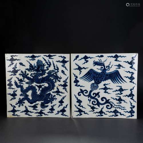 Qing Dynasty Blue and White Porcelain Plate with Dragon and ...